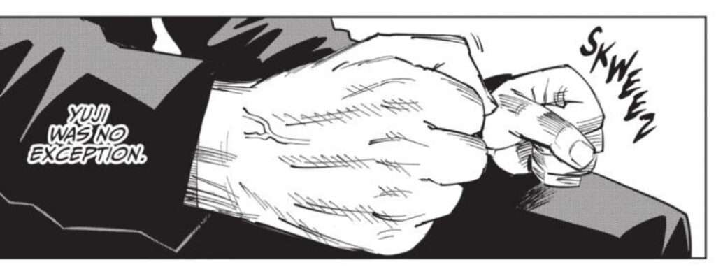 Image of Gojo clenching his hands after Yuji's death